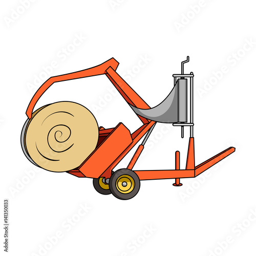 Modern agricultural machinery for  of hay and rolling circles.Agricultural Machinery single icon in cartoon style vector symbol stock illustration.