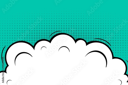 Abstract creative concept vector comic pop art style blank, layout template with clouds beams and isolated dots background. For sale banner, empty speech bubble set, illustration halftone book design.