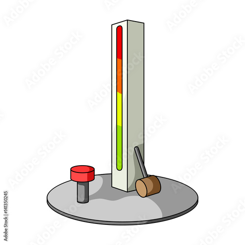 Entertainment on the impact force. Beat the hammer on the stand.Amusement park single icon in cartoon style vector symbol stock illustration.