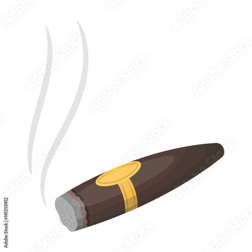 A tattered cigar with smoke. A sign of authority in the casino.Kasino single icon in cartoon style vector symbol stock illustration.