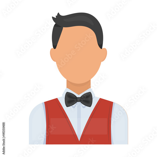The man in a suit. The croupier, the person who follows the game in the casino.Kasino single icon in cartoon style vector symbol stock illustration.