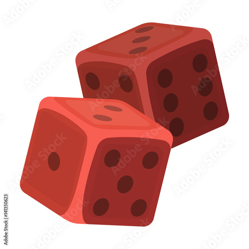 Dice for games in the casino. Stones to throw on the table for good luck.Kasino single icon in cartoon style vector symbol stock illustration.