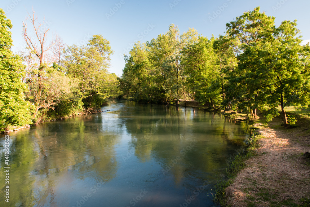Park of the springs. Historic villa surrounded by woods and water Park of the springs. Historic villa surrounded by woods and water