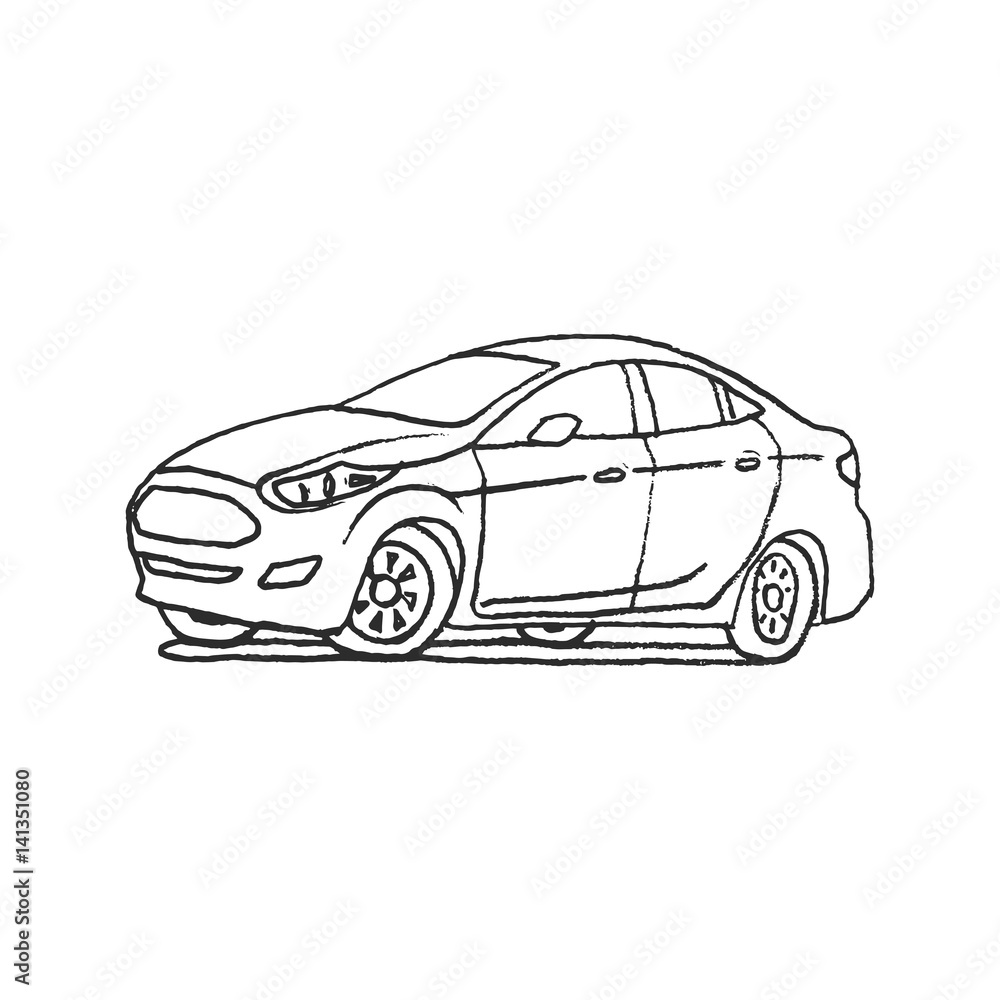 car hand drawn outline cartoon doodle