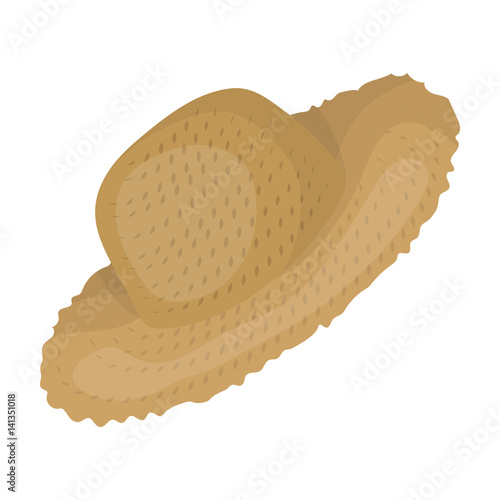Straw hat for gardener. Headpiece for protection of the sun.Farm and gardening single icon in cartoon style vector symbol stock illustration.
