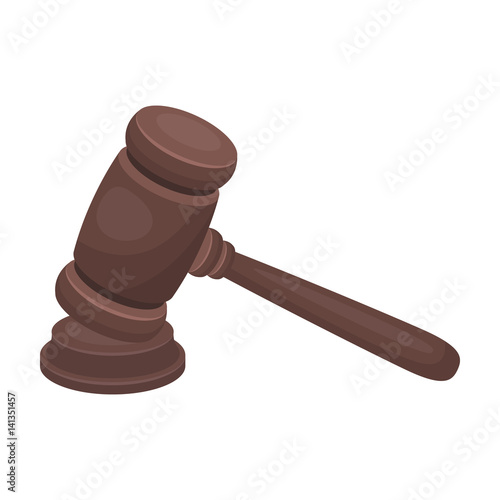 Judge wooden hammer. Hammer for deducing the verdict to the criminal.Prison single icon in cartoon style vector symbol stock illustration.