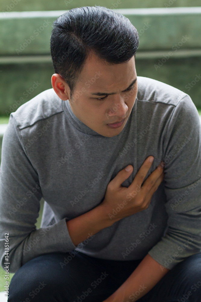 sick man suffering from heart attack, chest pain sick man suffering from heart attack, chest pain