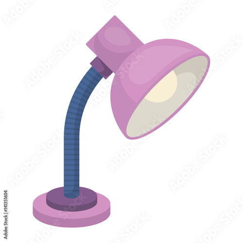 Purple table lamp. Light for making lessons .School And Education single icon in cartoon style vector symbol stock illustration.