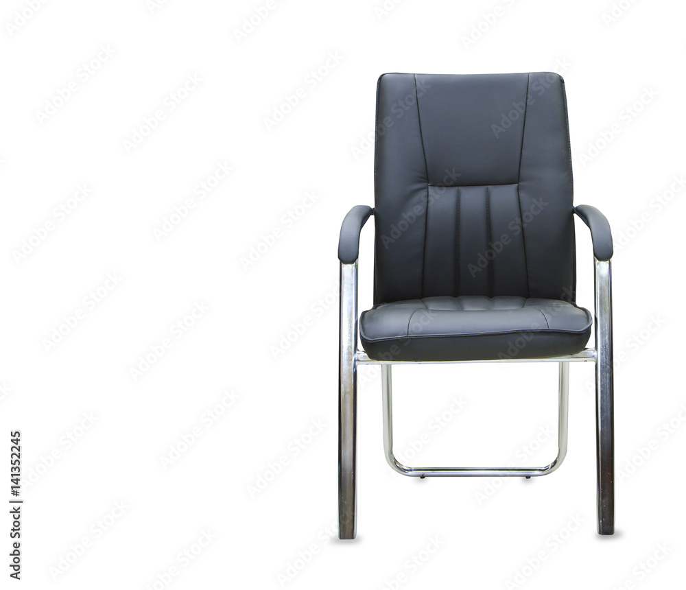 The office chair from black leather. Isolated The office chair from black leather. Isolated