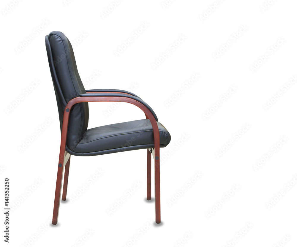 The office chair from black leather. Isolated The office chair from black leather. Isolated