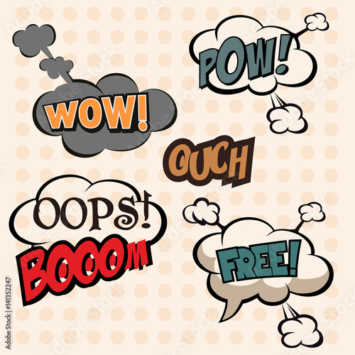Illustration, collection cloud-speech in pop-art style elements of design comic books