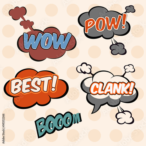 Illustration, collection cloud-speech in pop-art style elements of design comic books