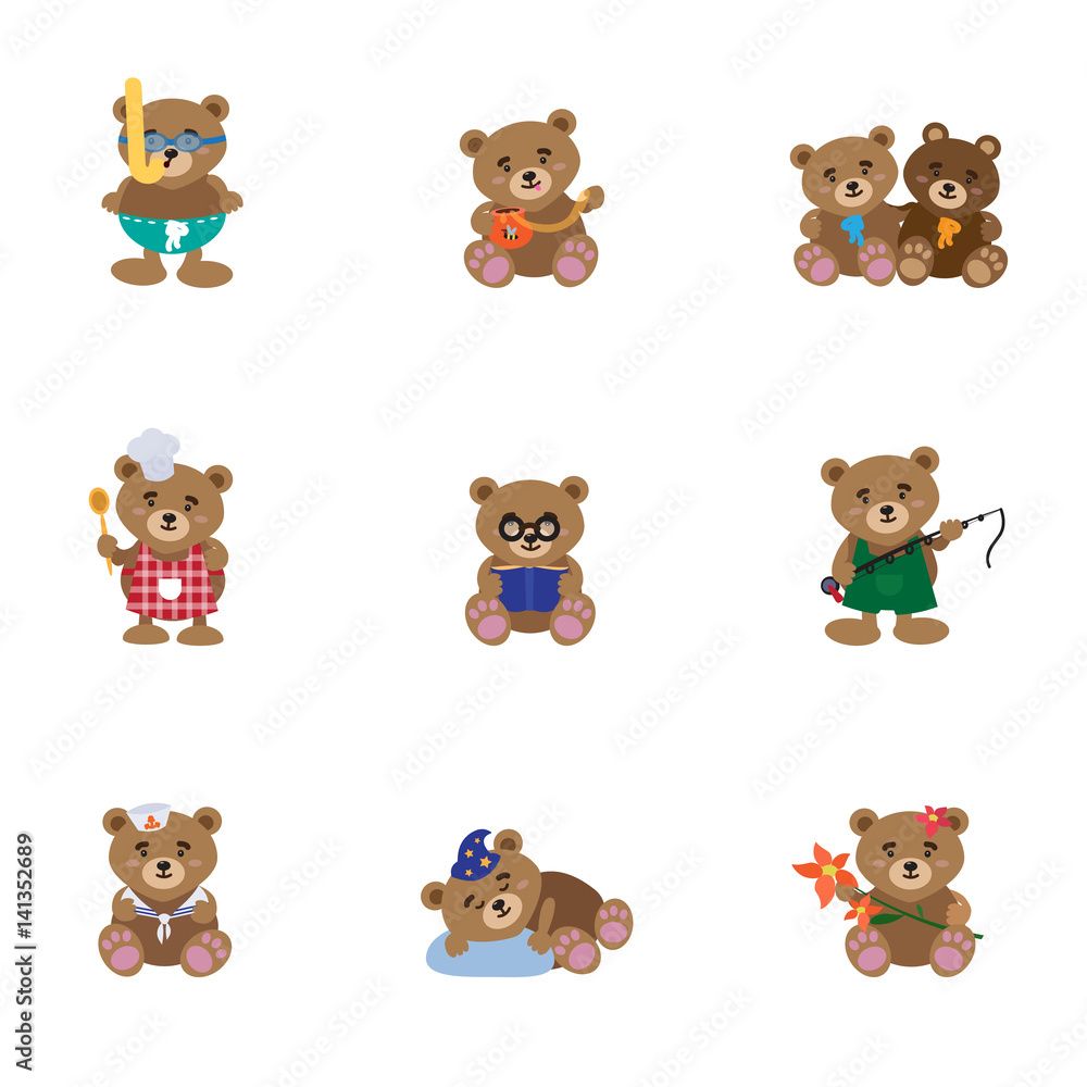 Fototapeta premium Lovely Bears Flat 