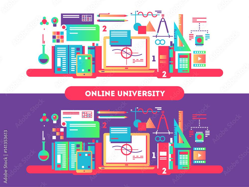 Online university design flat