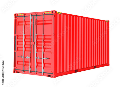 Red Cargo Container. Isoalted