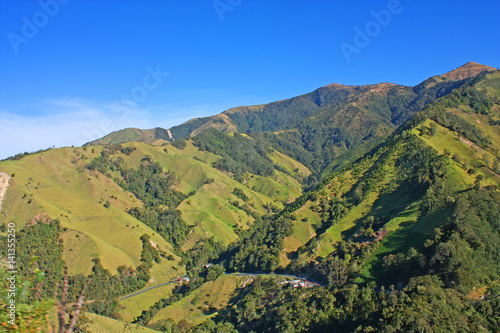 Andes Mountains in National Natural Park Snow, Colombia. The Andes is the longest continental mountain range in the world. It's a continual range of highlands along the western coast of South America
