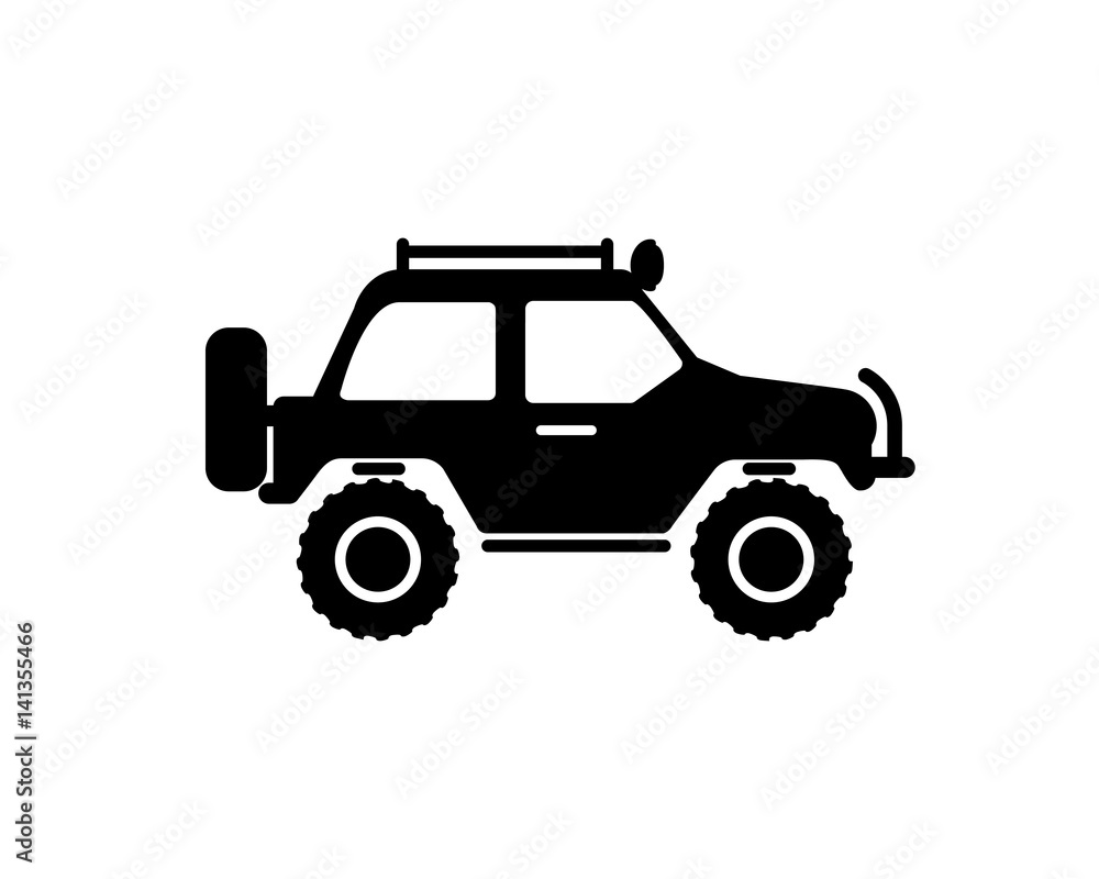 Jeep travel icon on white background