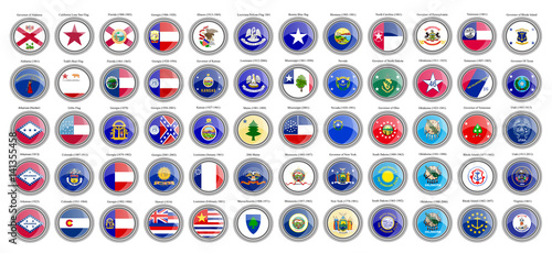 Set of icons. States of the USA flags.
