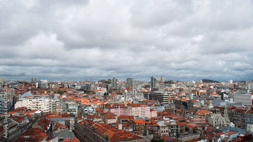 Panoramic view of Porto city skyline, Portugal.