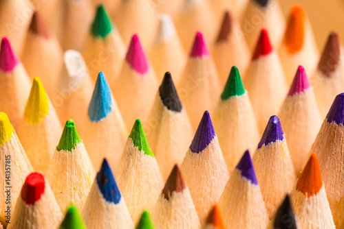 close-up photo of colored pencils side by side - shallow depth of field