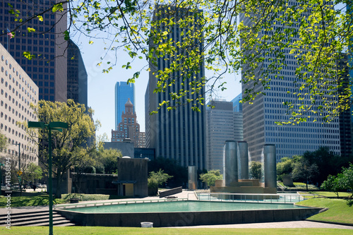 Tranquillity Park was officially dedicated on the tenth anniversary of the historic lunar landing. Downtown Houston, Texas.