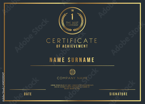 Vector Certificate Template Design with Luxury Best Company Award