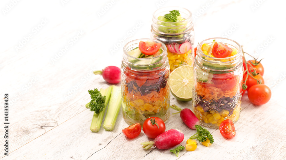 healthy vegetable salad in jar healthy vegetable salad in jar