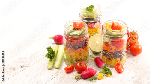 healthy vegetable salad in jar