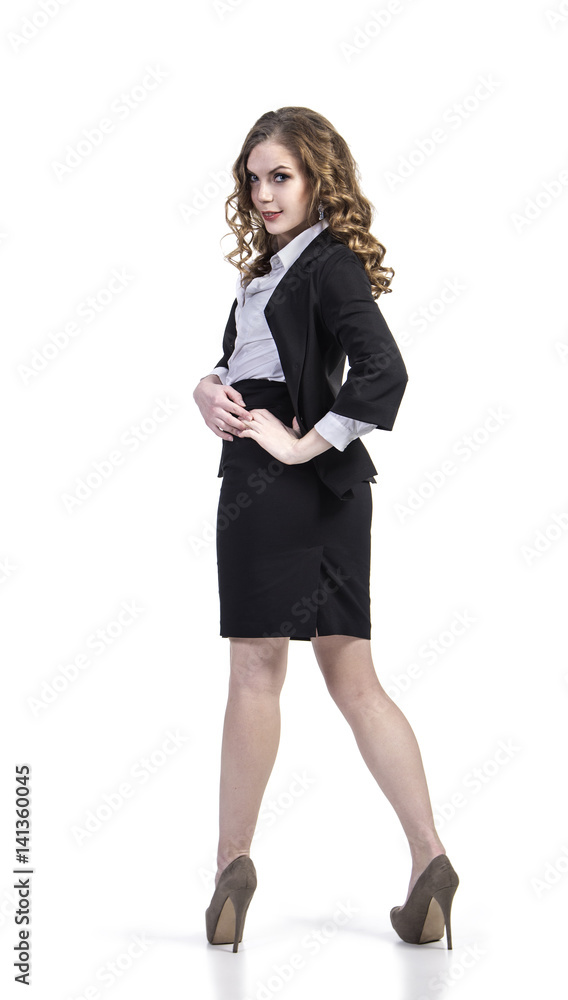 Young smiling girl . The business style. Studio shot on white background. Young smiling girl . The business style. Studio shot on white background.