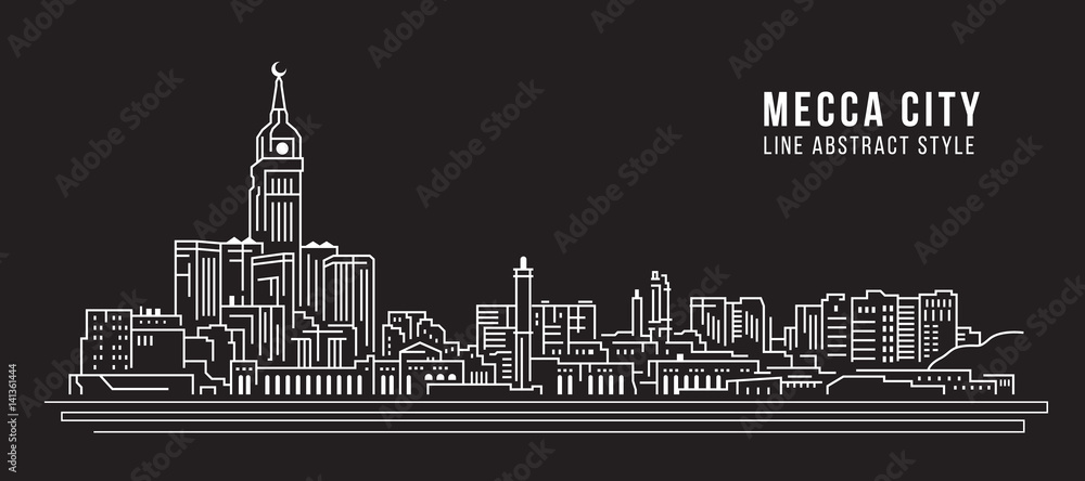 Cityscape Building Line art Vector Illustration design - Mecca city