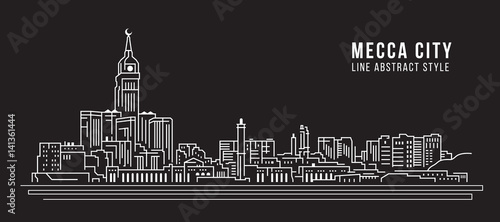 Cityscape Building Line art Vector Illustration design - Mecca city