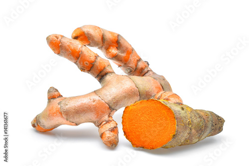 turmeric root isolated on white background