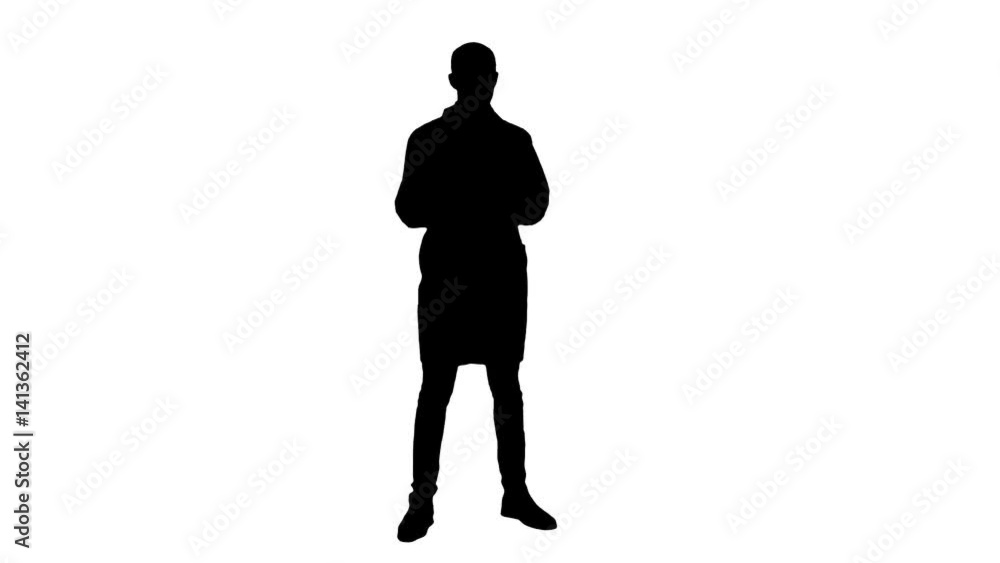 Silhouette Doctor explaining difference between two bottles of pills Silhouette Doctor explaining difference between two bottles of pills