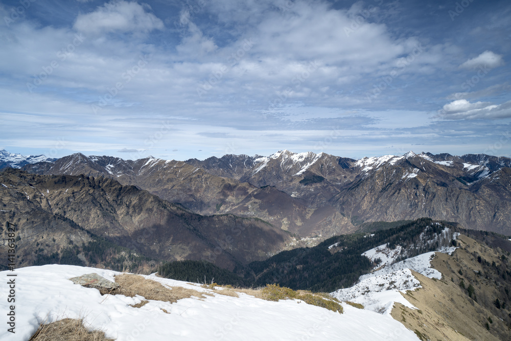 Italian Alps, Panorama of the mountains of Valsesia valley, Piedmont, Italy