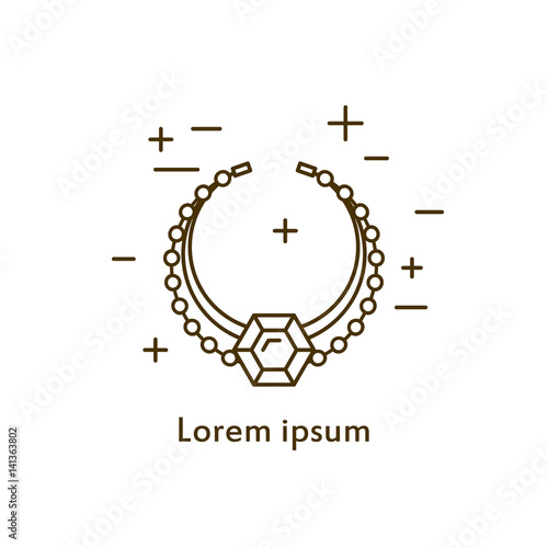 Jewelry necklace symbol vector illustration. Diamond logo symbol. Fashion luxury gift icon isolated. Gold brilliant silver gem crystal accessories silhouette.