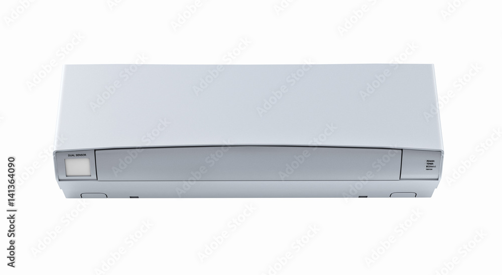 Air conditioner front view without shadow on white wall 3d Air conditioner front view without shadow on white wall 3d