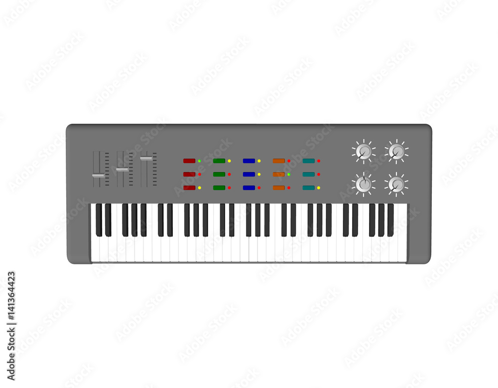 Synthesizer.Isolated on white background. Vector illustration. Top view. Synthesizer.Isolated on white background. Vector illustration. Top view.