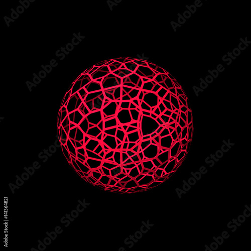 Abstract Sphere wireframe. Isolated on black background. 3d Vector illustration.