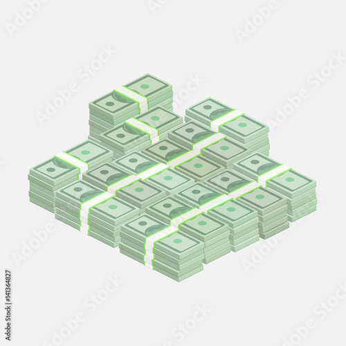 Stacks of one hundred dollar bills.