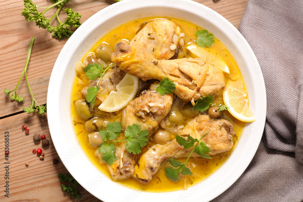 chicken with olive,lemon and coriander chicken with olive,lemon and coriander
