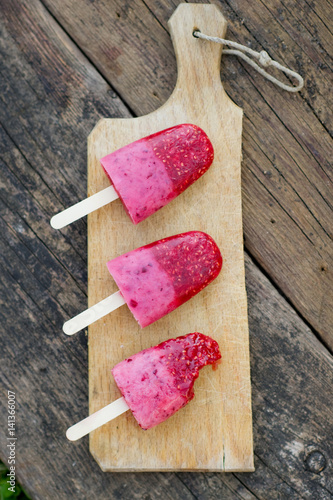 strawberry and raspberry  popsicle
