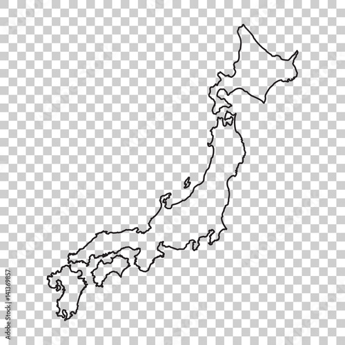 Japan Map in line style on isolated background. Vector illustration.