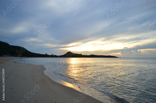 Beautiful sunrise in the beach of Samui island in Thailand. © yms