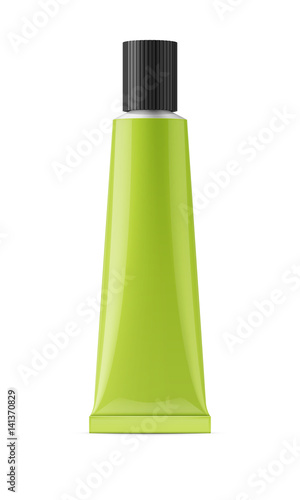 Green glossy metal tube for glue