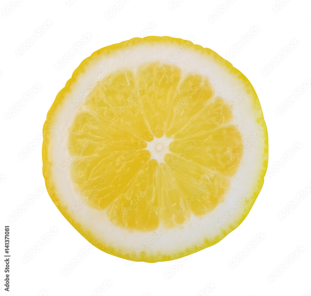 Yellow slice lemon isolated on white background, clipping path included Yellow slice lemon isolated on white background, clipping path included