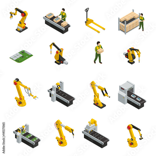Robotic Machinery Isolated Symbols