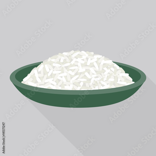 rice in plate vector, flat design