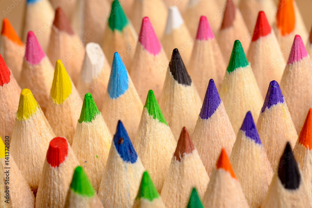 close-up photo of colored pencils side by side - shallow depth of field