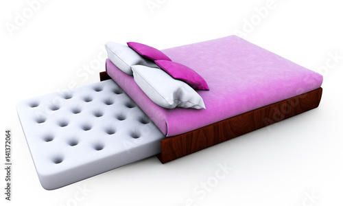 Wallpaper Mural White Bed Mattress isolated on white background 3D render Torontodigital.ca