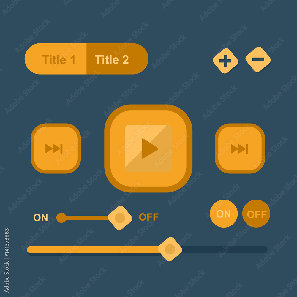 Player interface, design element, vector set, mobile app, smartphone, tablet, web tab, navigation bar Player interface, design element, vector set, mobile app, smartphone, tablet, web tab, navigation bar